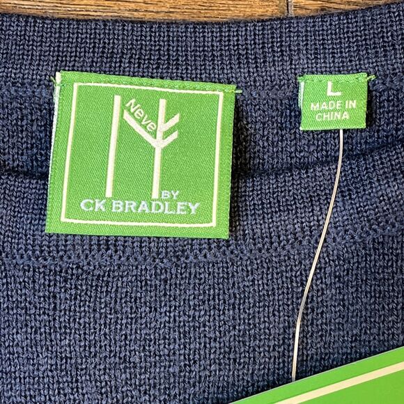 NWT Neve by CK Bradley Wool Sweater Navy Antlers Holiday Apres Women’s Large - Picture 4 of 5